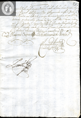 Urrutia de Vergara Papers, page 61, folder 15, volume 2, 1705