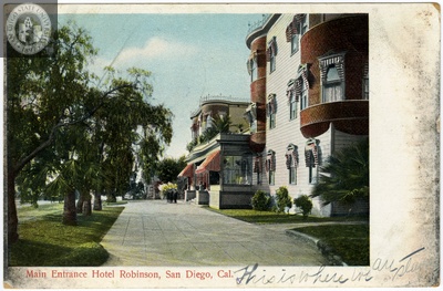 Entrance to Hotel Robinson, San Diego