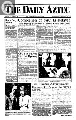 The Daily Aztec: Wednesday 02/22/1989