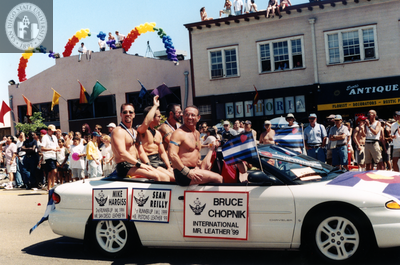 Mr. Leather parade car in Pride parade, 1999
