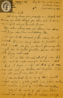 Letter from Gordon Clark Chamberlain, 1942
