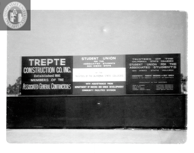 Construction sign, Aztec Center, 1966
