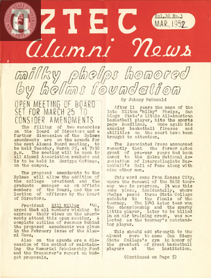 The Aztec Alumni News, Volume 10, Number 3, March 1952