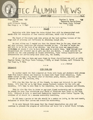 The Aztec Alumni News, Volume 7, Number 1, August 1948