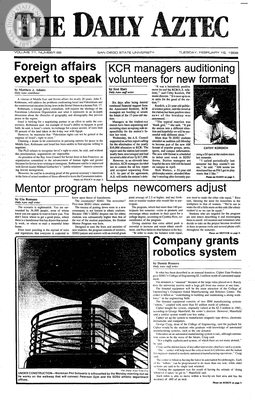 The Daily Aztec: Tuesday 02/16/1988