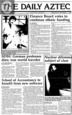 The Daily Aztec: Wednesday 12/11/1985