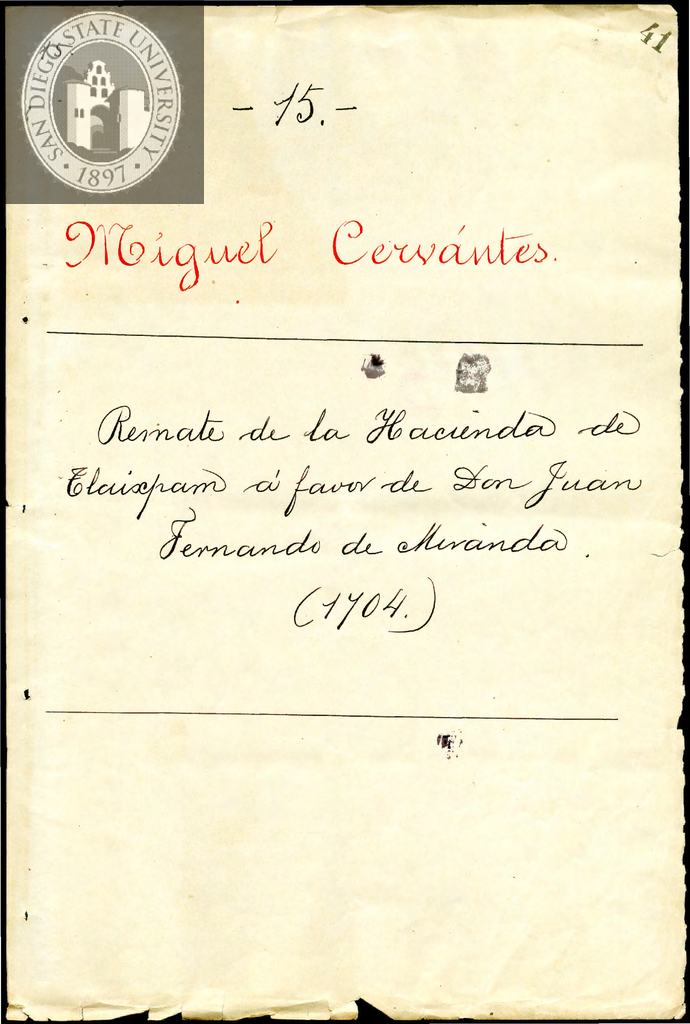 Urrutia de Vergara Papers, folder 15, volume 2, 1704