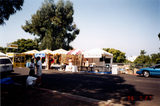 Setting up booths at Pride festival, 1996