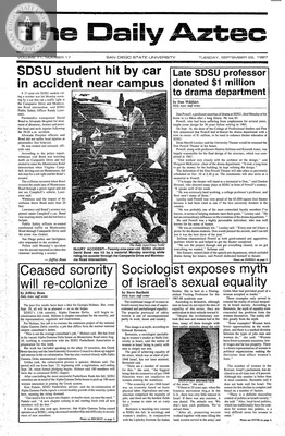 The Daily Aztec: Tuesday 09/22/1987