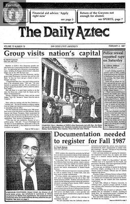 The Daily Aztec: Tuesday 02/03/1987