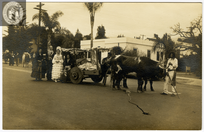 Wedding party with oxcart, San Diego