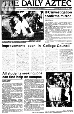 The Daily Aztec: Tuesday 09/11/1984
