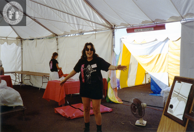 Setting up the Lesbian and Gay Archives of San Diego tent, 1992