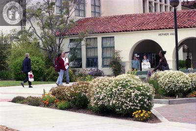 Students going in and out of Hepner Hall, 1999