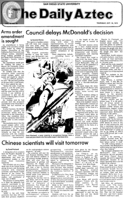 The Daily Aztec: Thursday 10/16/1975
