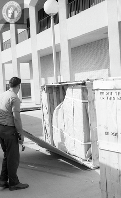 Piano delivery to the Music Building
