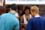 People at AIDS Foundation San Diego festival booth, 1991