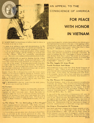 An Appeal to the conscience of America for peace with honor in Vietnam, 1965