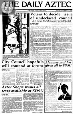 The Daily Aztec: Friday 10/25/1985