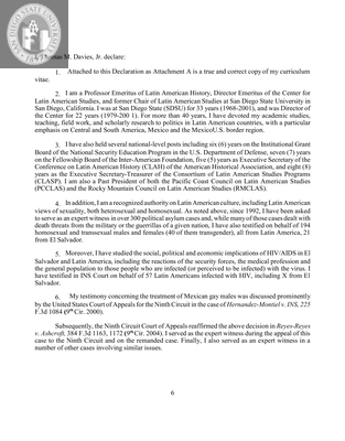 Affidavit for political asylum for a Salvadorian, 2009