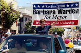 Barbara Warden, mayoral candidate, in Pride parade, 1999