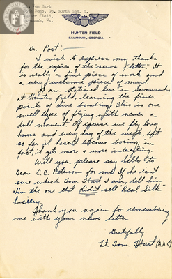 Letter from Thomas D. Hart, 1942