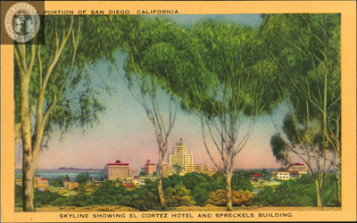 View of San Diego Skyline with El Cortez Hotel