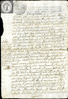 Urrutia de Vergara Papers, back of page 33, folder 13, volume 2, 1707