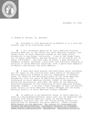 Affidavit for political asylum for a Venezuelan, 2002