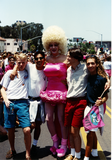 Group photograph with drag queen at San Diego Pride, 1994