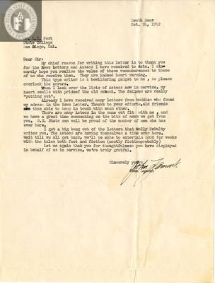 Letter from John Lamont, 1942