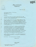 Letter from Ronald Reagan to the California State Senate, 1971