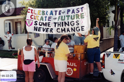 "Celebrate the Past / Create the Future / Some Things Never Change" float, 1999