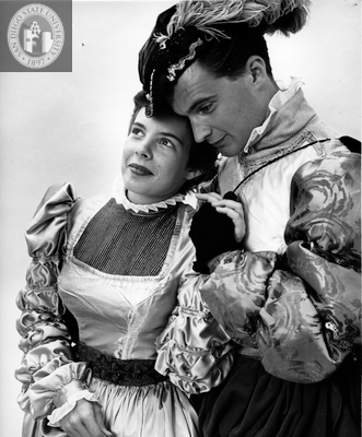 Unidentified actor and actress in Measure for Measure, 1955
