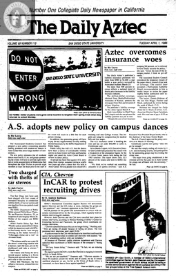 The Daily Aztec: Tuesday 04/01/1986