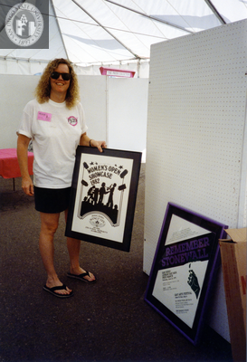 Debbie Zierman at Lesbian and Gay Historical Society of San Diego tent, 1992, 1992