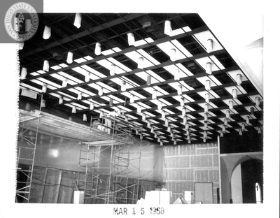 Multipurpose room ceiling, Aztec Center construction site, 1968