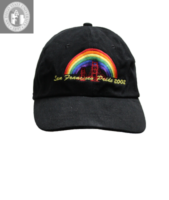 "San Francisco Pride" with rainbow and Golden Gate Bridge, 2002