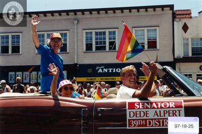 State Senator Dede Alpert in the Pride parade, 1997