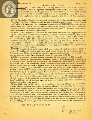 University Freedom Movement newsletter, 1967