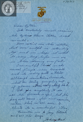 Letter from Johnny Beck, 1943