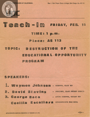 Flyer for United Professors of California teach-in, 1972