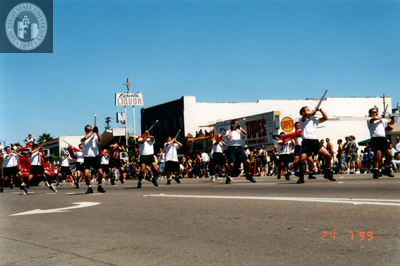 Color guard rifle routine at Pride parade, 1999