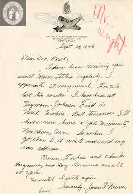 Letter from James F. Brewer, 1943