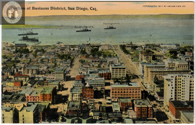 Aerial view of San Diego downtown and Bay