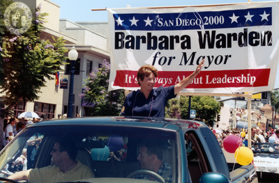 Barbara Warden, mayoral candidate, in Pride parade, 1999