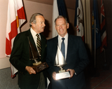 Lionel Van Deerlin and Clair Burgener with awards