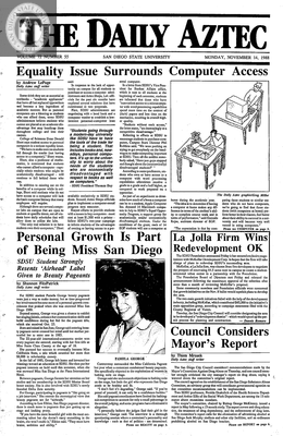 The Daily Aztec: Monday 11/14/1988