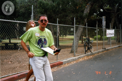 Gary and Kate Johnson on the parade route in Balboa Park, 1998