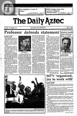 The Daily Aztec: Tuesday 05/05/1987